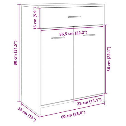 Bathroom Cabinet Sonoma Oak 60x33x80 cm Engineered Wood
