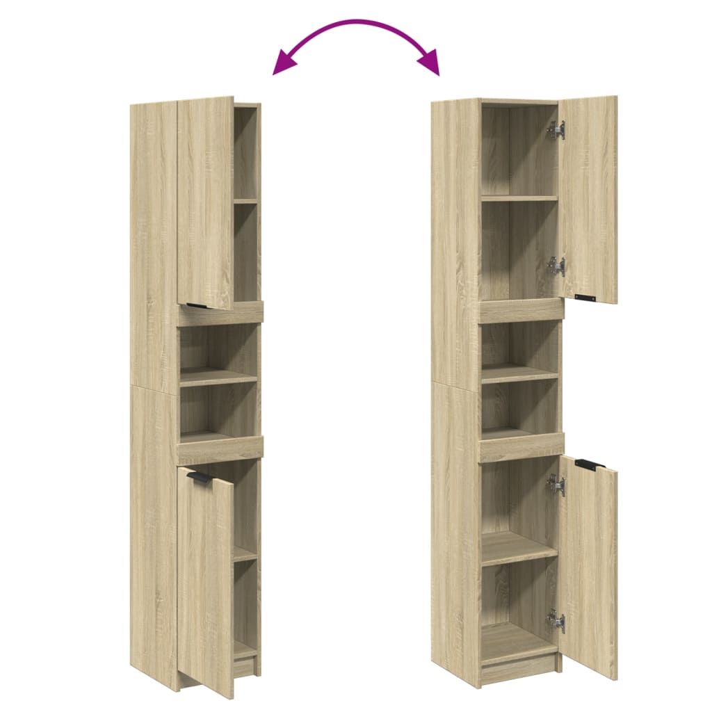 Bathroom Cabinet Sonoma Oak 32x34x188,5 cm Engineered Wood