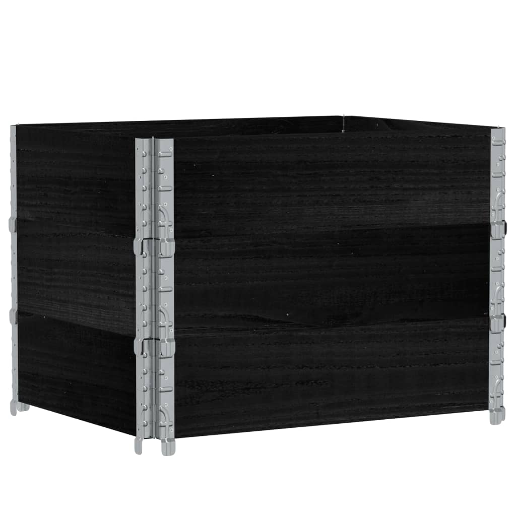 Pallet Collars 3 pcs Black 80x60 cm Solid Wood Pine