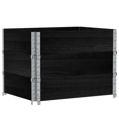 Pallet Collars 3 pcs Black 80x60 cm Solid Wood Pine