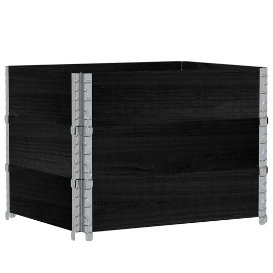 Pallet Collars 3 pcs Black 80x60 cm Solid Wood Pine