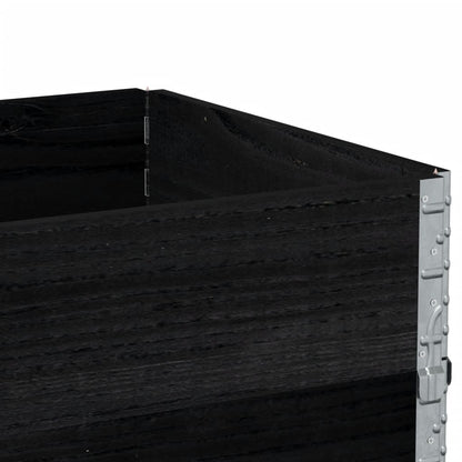 Pallet Collars 3 pcs Black 80x60 cm Solid Wood Pine