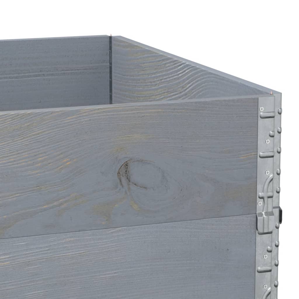 Pallet Collars 3 pcs Grey 120x80 cm Solid Wood Pine