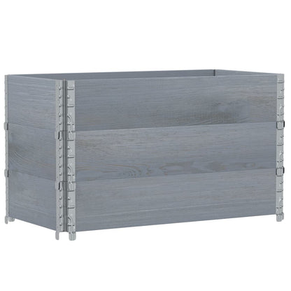 Pallet Collars 3 pcs Grey 100x50 cm Solid Wood Pine