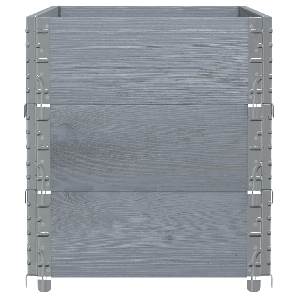 Pallet Collars 3 pcs Grey 100x50 cm Solid Wood Pine