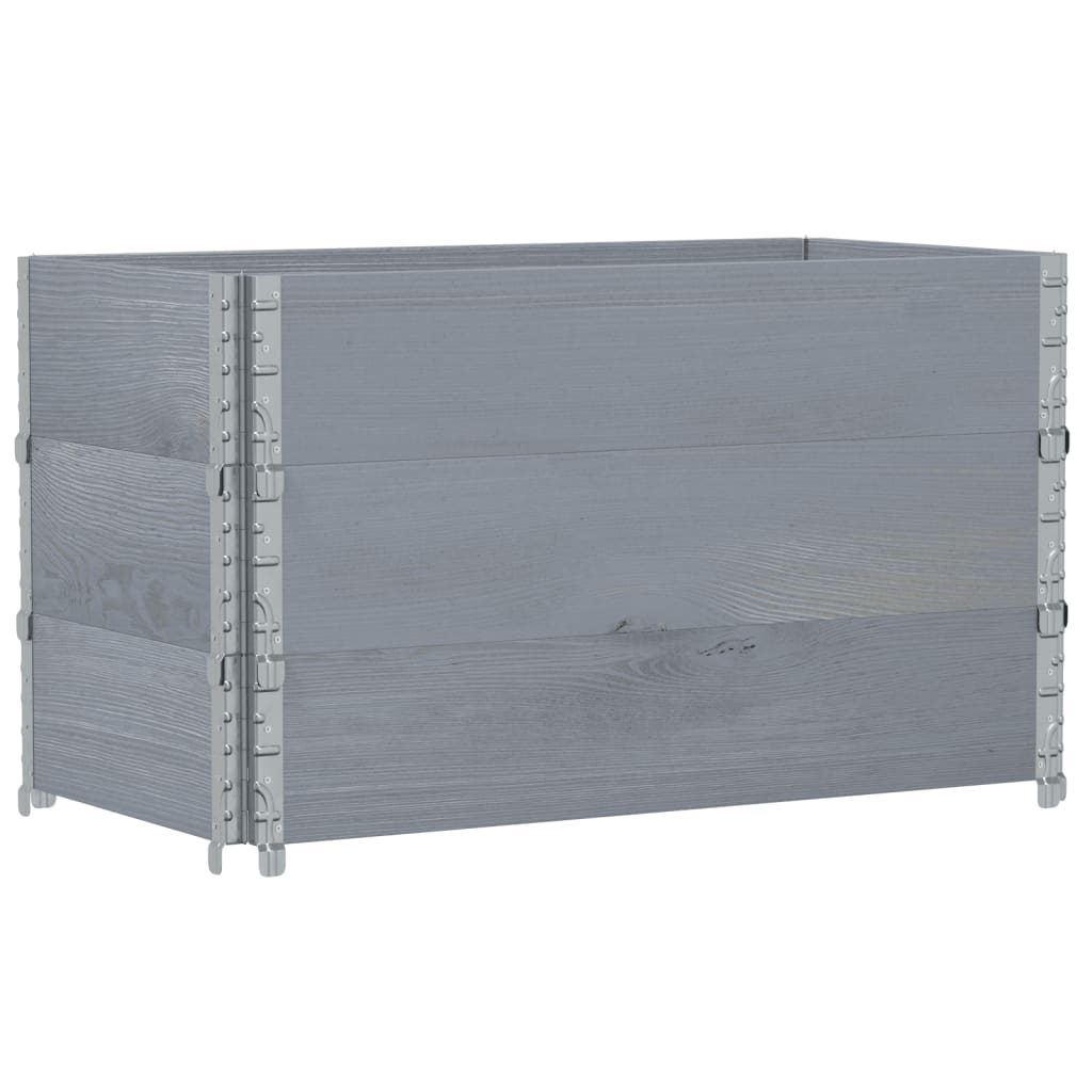 Pallet Collars 3 pcs Grey 100x50 cm Solid Wood Pine
