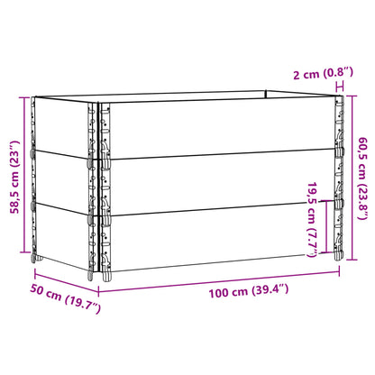 Pallet Collars 3 pcs Brown 100x50 cm Solid Wood Pine