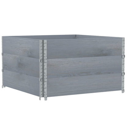 Pallet Collars 3 pcs Grey 100x100 cm Solid Wood Pine