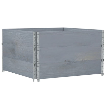 Pallet Collars 3 pcs Grey 100x100 cm Solid Wood Pine