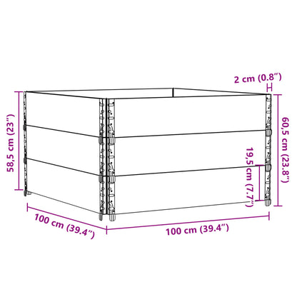 Pallet Collars 3 pcs Brown 100x100 cm Solid Wood Pine