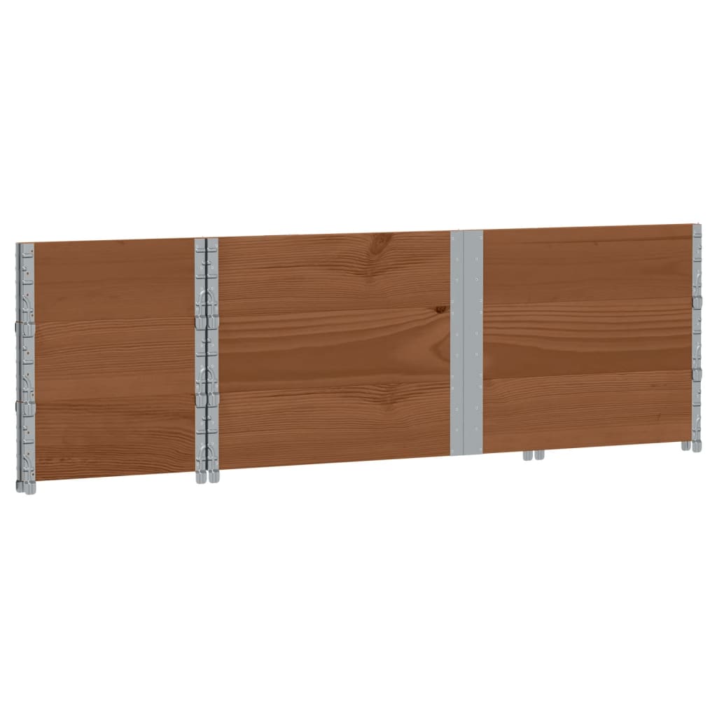 Pallet Collars 3 pcs Brown 150x50 cm Solid Wood Pine