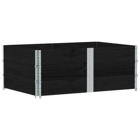 Pallet Collars 3 pcs Black 150x100 cm Solid Wood Pine
