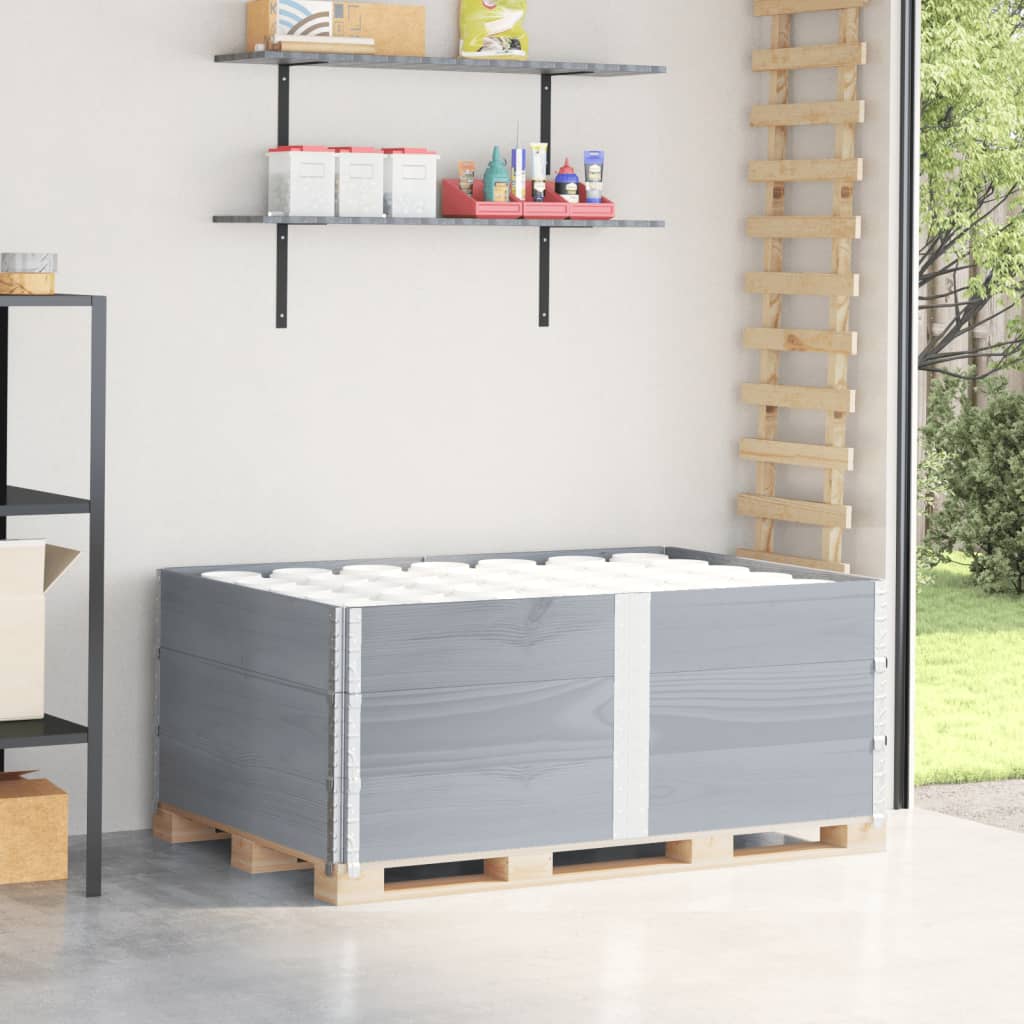 Pallet Collars 3 pcs Grey 150x100 cm Solid Wood Pine