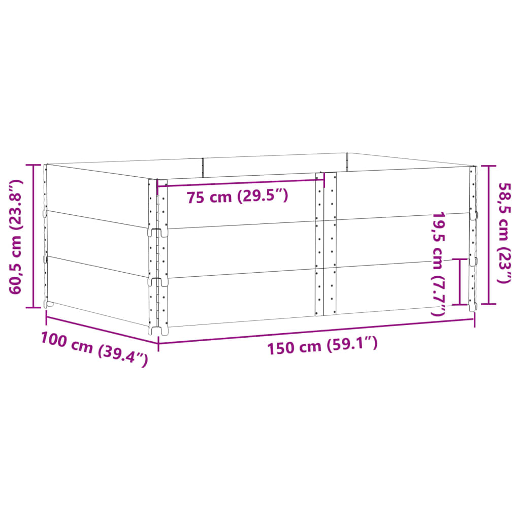 Garden Planter Black 150x100 cm Solid Wood Pine