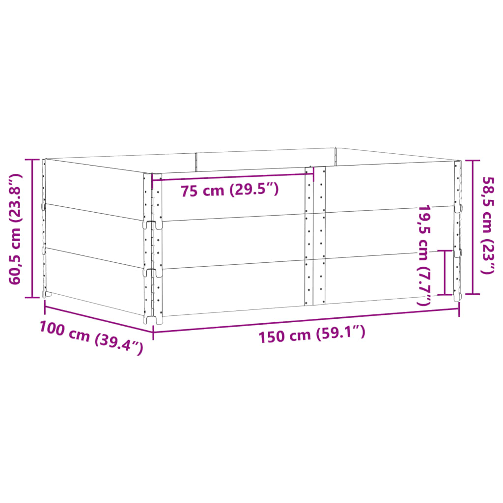 Garden Planter Grey 150x100 cm Solid Wood Pine