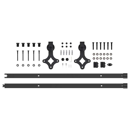 Sliding Door Hardware Kit 213.5 cm Steel Black