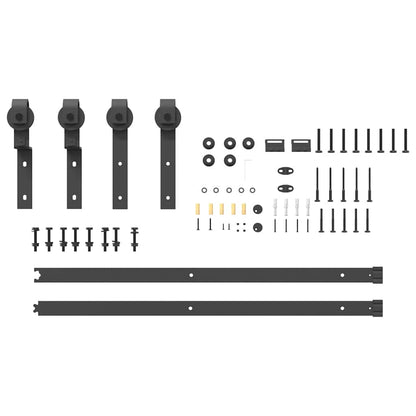 Sliding Door Hardware Kit 183 cm Steel Black