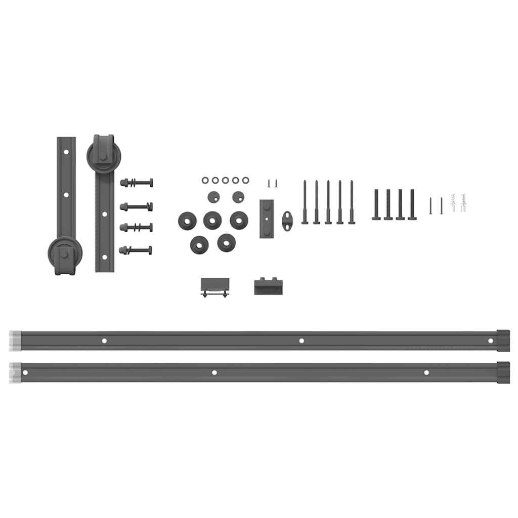 Sliding Door Hardware Kit 183 cm Steel Black