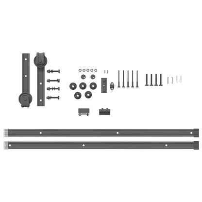 Sliding Door Hardware Kit 183 cm Steel Black