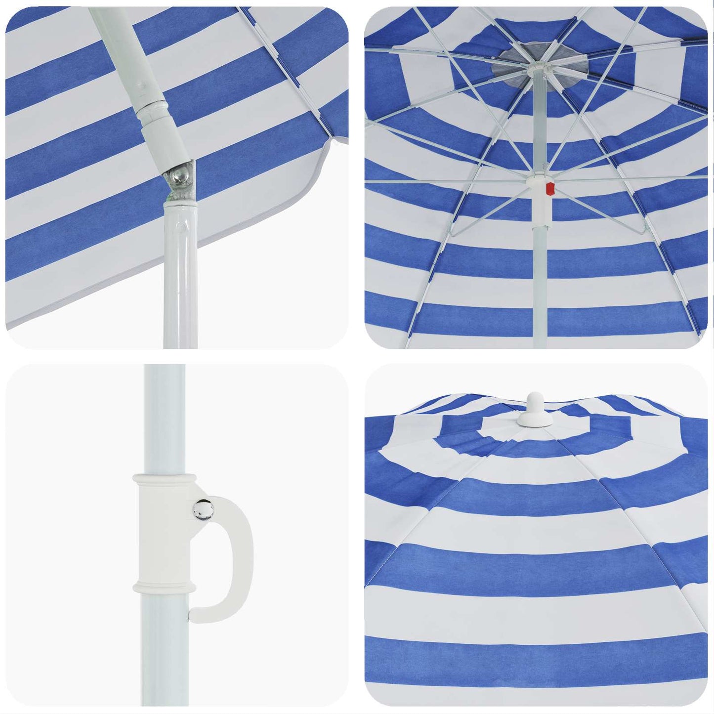 Garden Parasol 206 x 206 x 212 cm 170T Polyester Blue and White