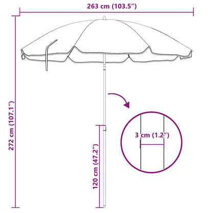 Garden Parasol 263 x 263 x 272 cm 170T Polyester Blue and White