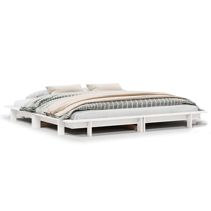 Bed Frame without Mattress White 160x200 cm Solid Wood Pine