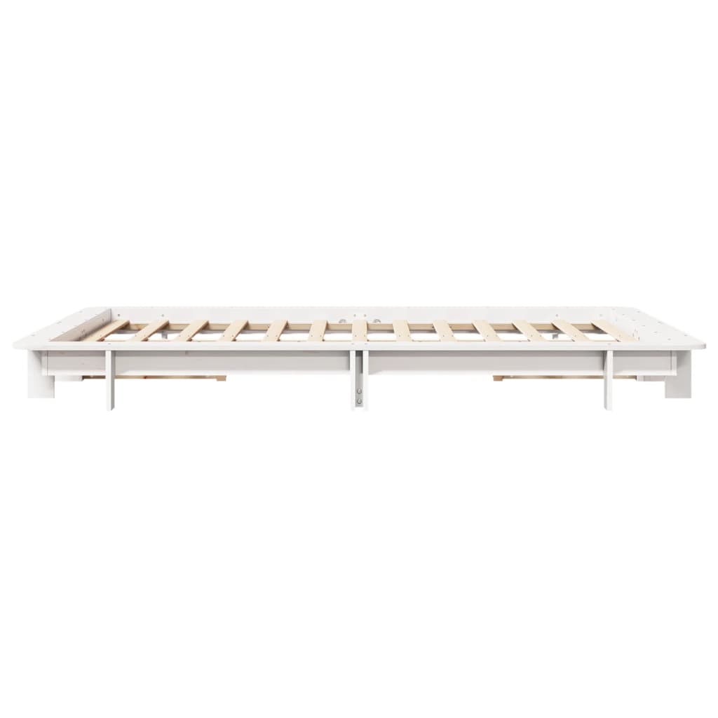 Bed Frame without Mattress White 150x200 cm King Size Solid Wood Pine