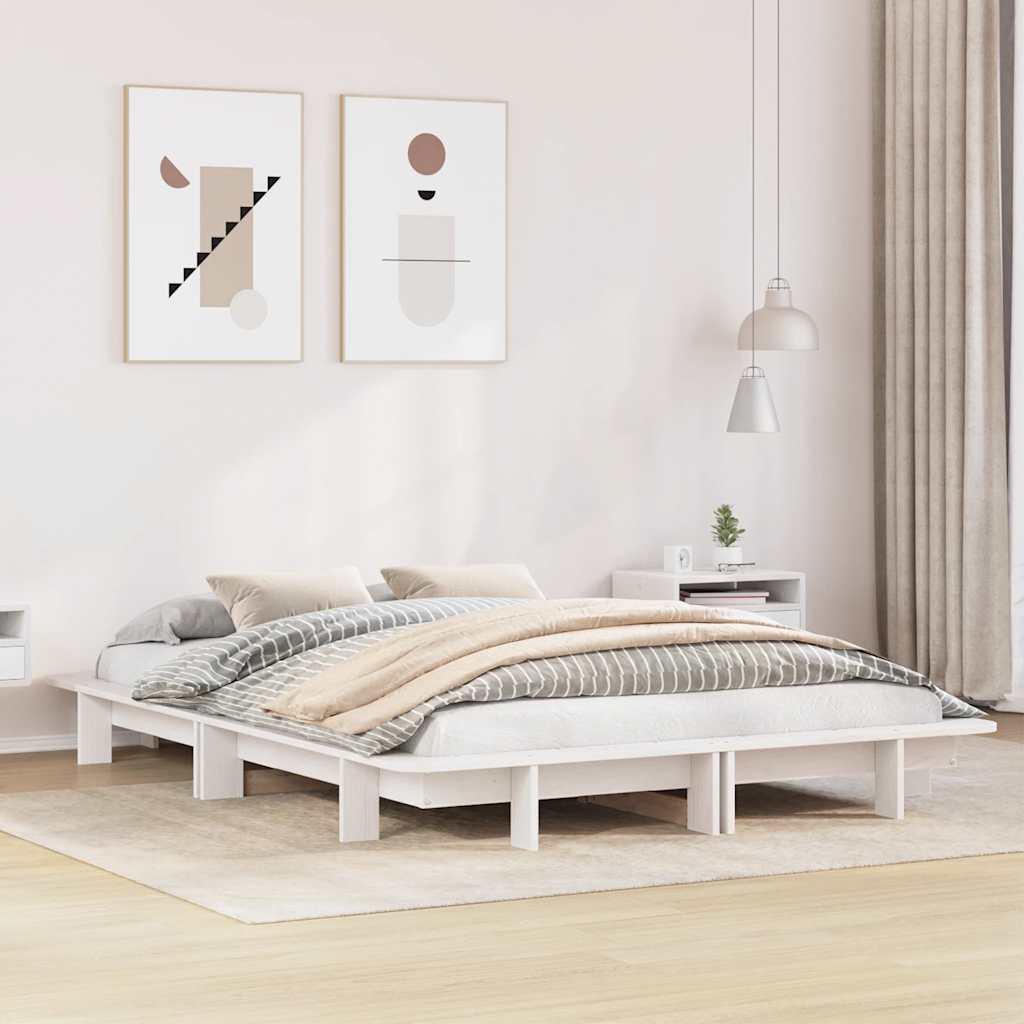 Bed Frame without Mattress White 120x200 cm Solid Wood Pine