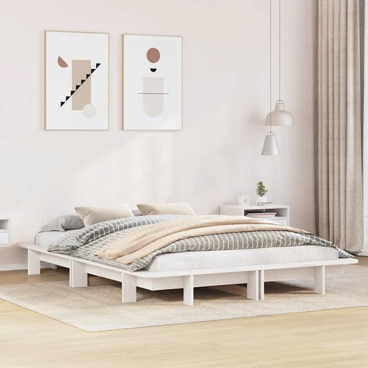 Bed Frame without Mattress White 120x200 cm Solid Wood Pine