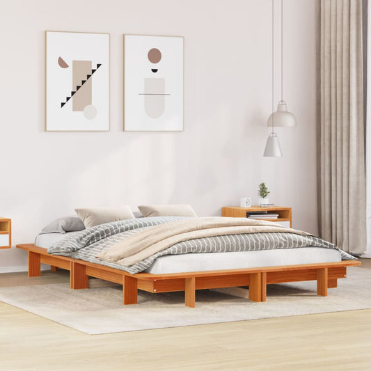 Bed Frame without Mattress Wax Brown 120x200 cm Solid Wood Pine
