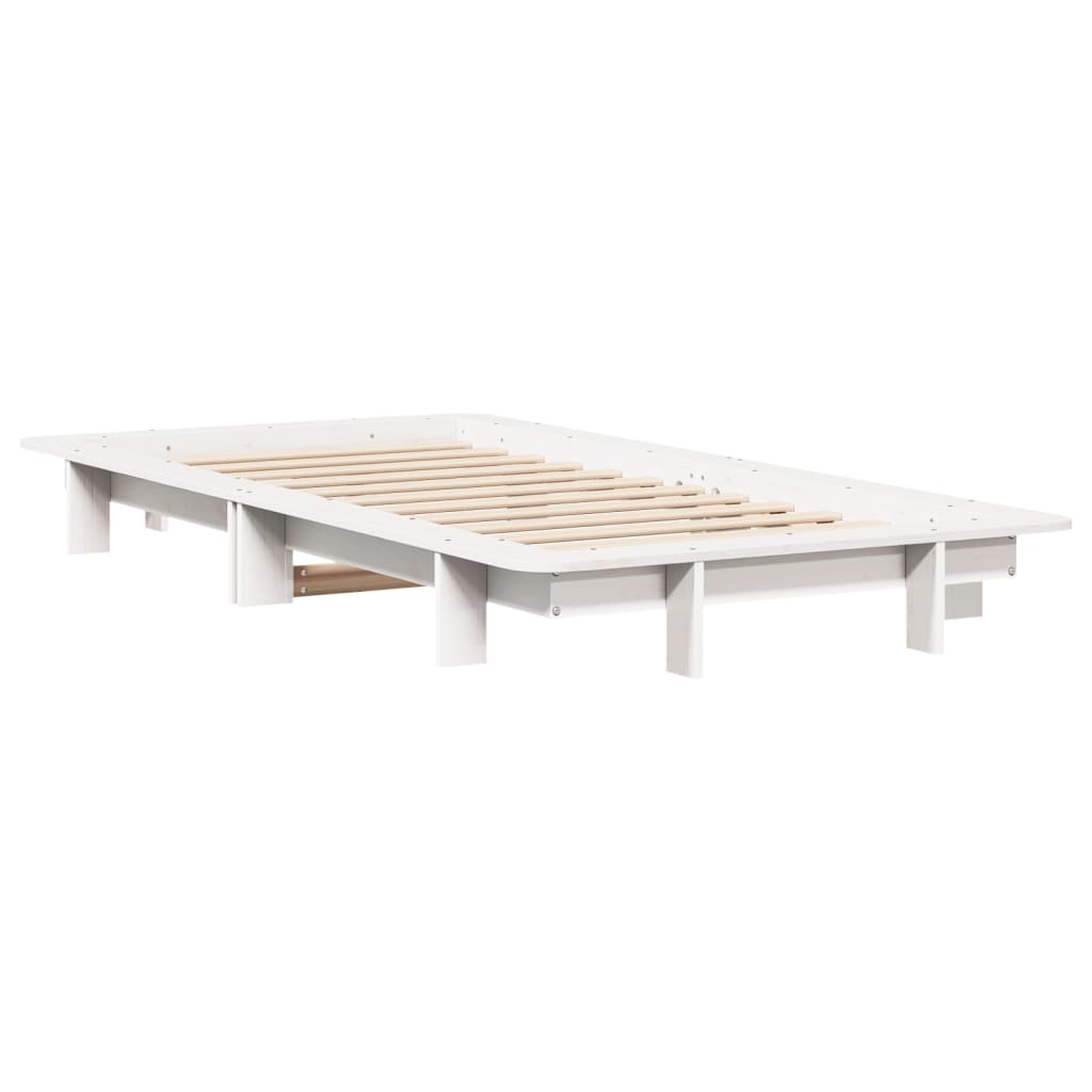 Bed Frame without Mattress White 100x200 cm Solid Wood Pine
