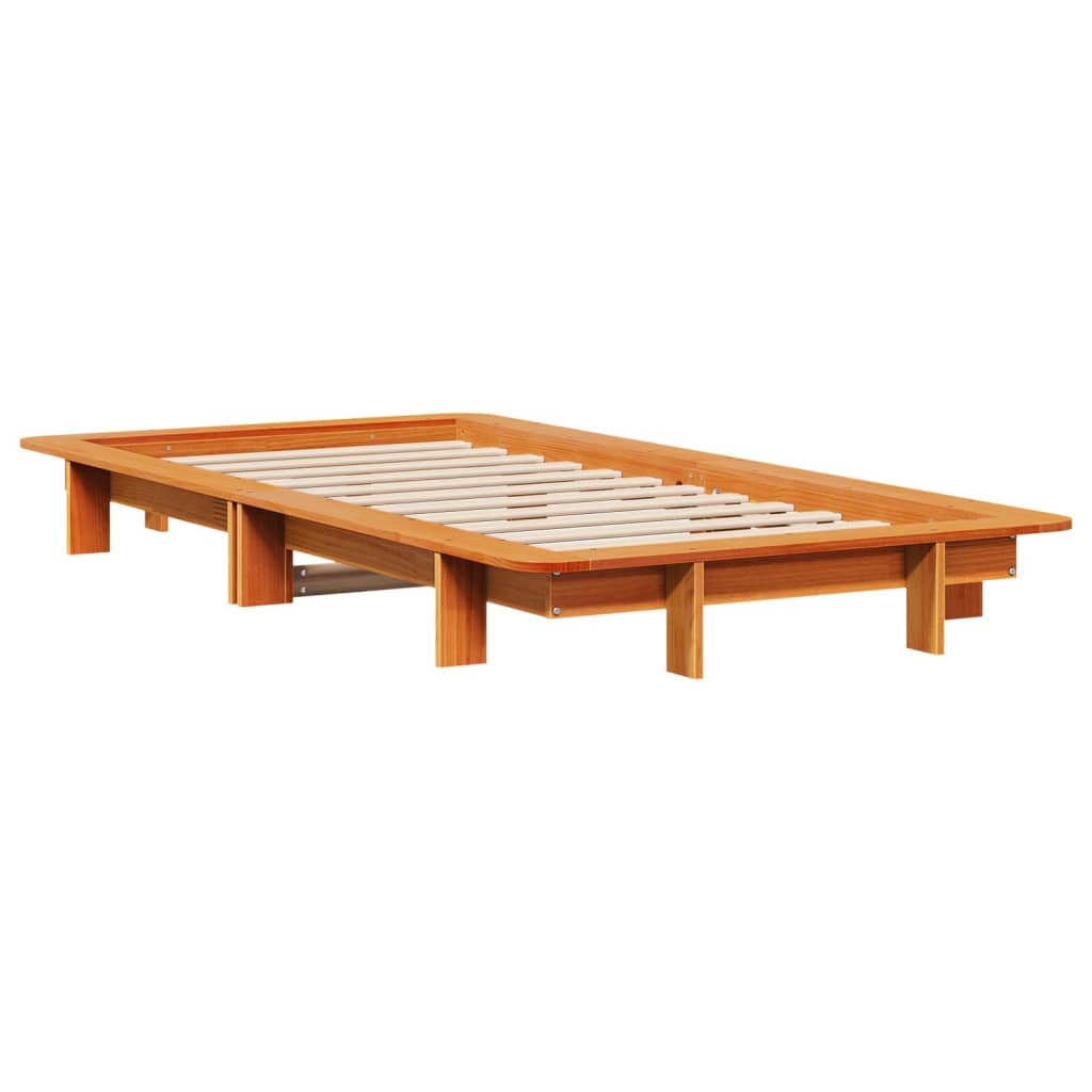 Bed Frame without Mattress Wax Brown 100x200 cm Solid Wood Pine