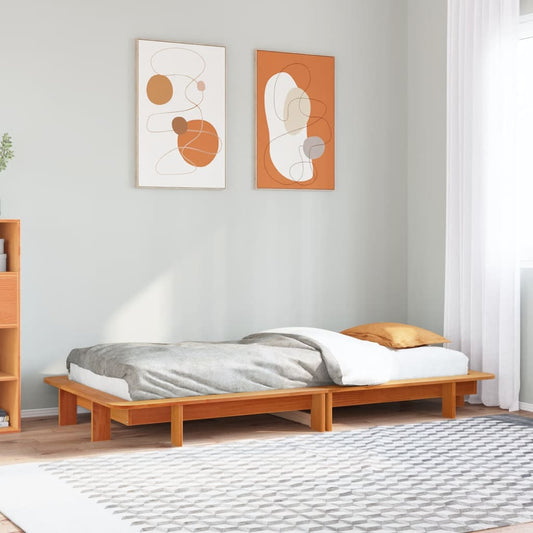 Bed Frame without Mattress Wax Brown 100x200 cm Solid Wood Pine