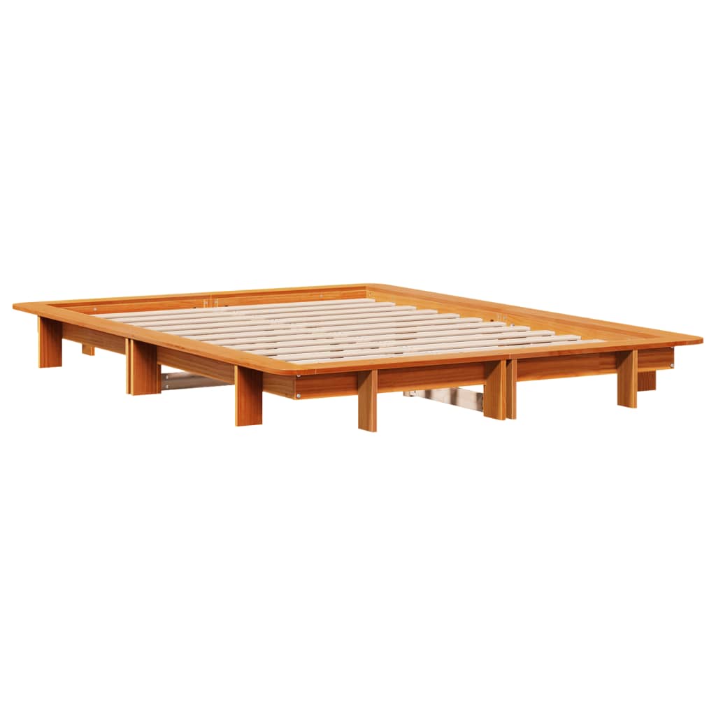 Bed Frame without Mattress Wax Brown 140x190 cm Solid Wood Pine