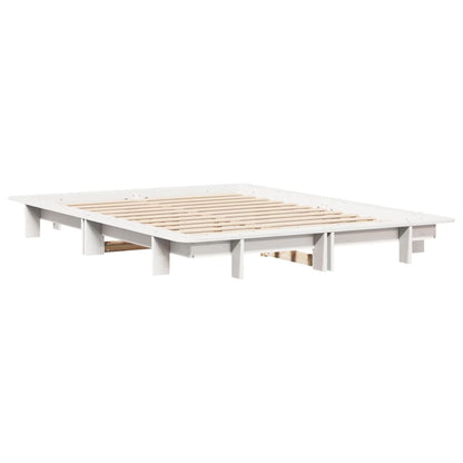 Bed Frame without Mattress White 135x190 cm Double Solid Wood Pine