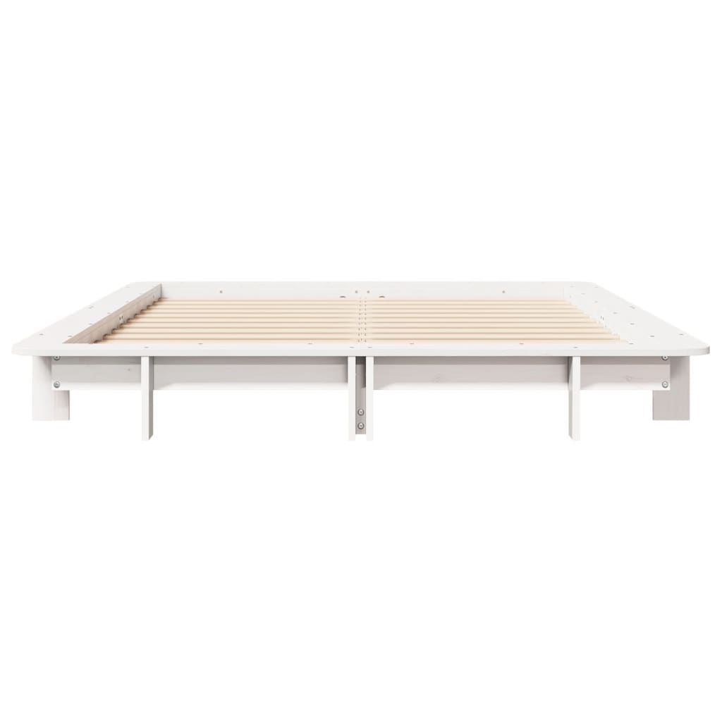 Bed Frame without Mattress White 135x190 cm Double Solid Wood Pine