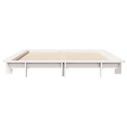 Bed Frame without Mattress White 135x190 cm Double Solid Wood Pine