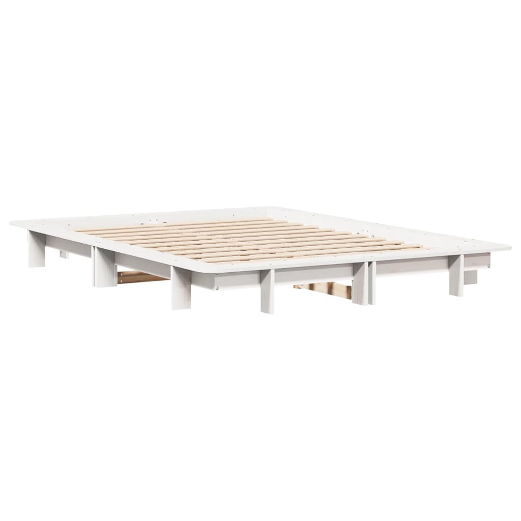 Bed Frame without Mattress White 120x190 cm Small Double Solid Wood Pine