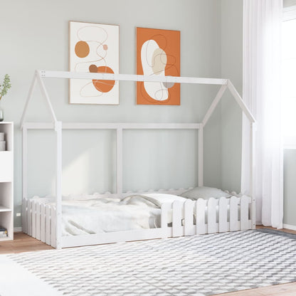 Kids' House Bed Frame without Mattress White 90x200 cm