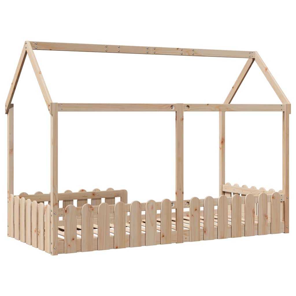 Kids' House Bed Frame without Mattress 90x190 cm Single Solid Wood Pine