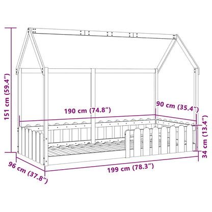 Kids' House Bed Frame without Mattress 90x190 cm Single Solid Wood Pine