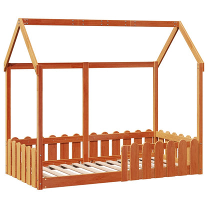 Kids' House Bed Frame without Mattress Wax Brown 80x160 cm