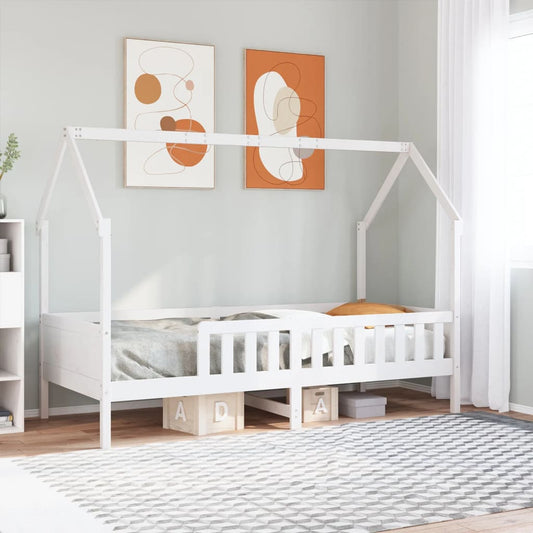 Kids' House Bed Frame without Mattress White 90x200 cm Pine