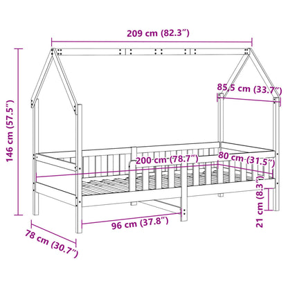 Kids' House Bed Frame without Mattress White 80x200 cm Pine