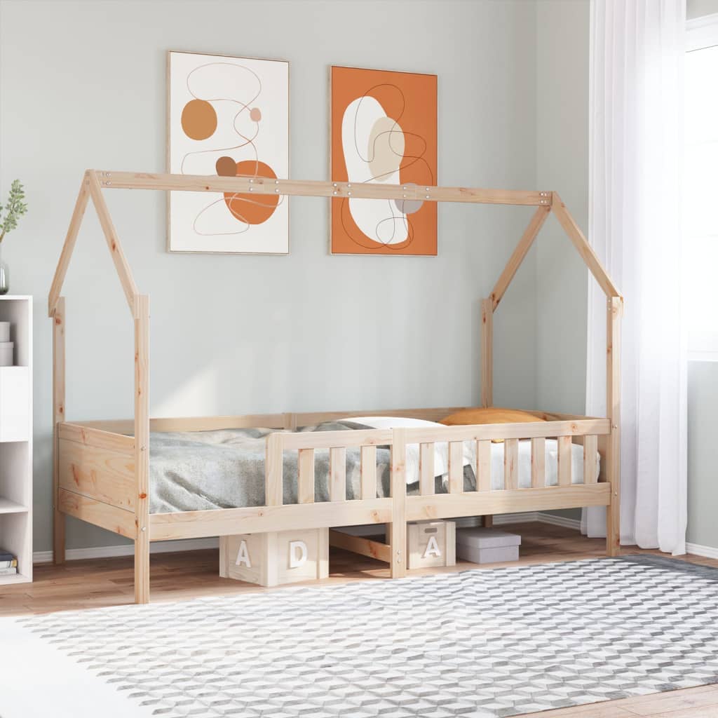 Kids' House Bed Frame without Mattress 90x190 cm Single Pine