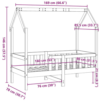 Kids' House Bed Frame without Mattress 80x160 cm Pine