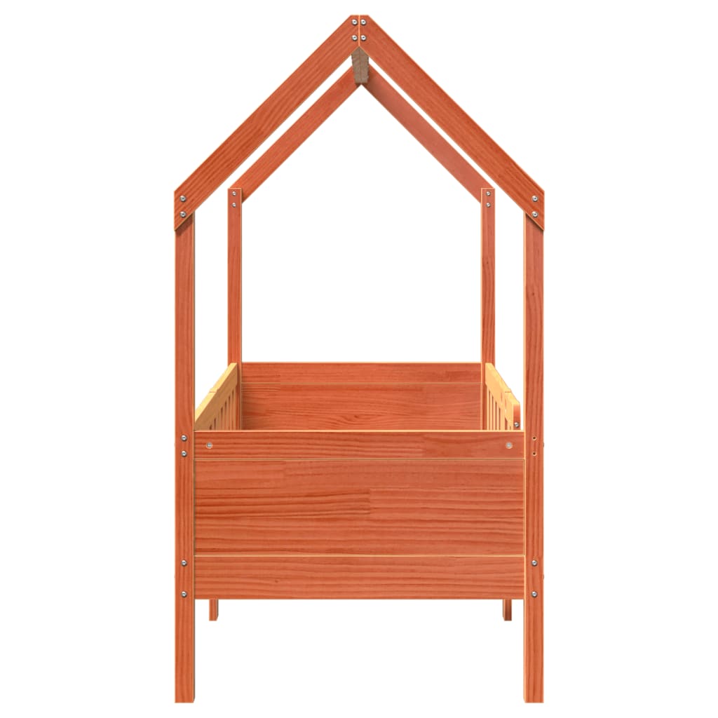 Kids' House Bed Frame without Mattress Wax Brown 80x160 cm Pine
