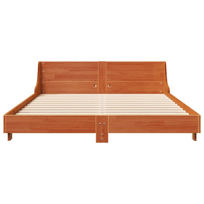 Bed Frame without Mattress Wax Brown 160x200 cm Solid Wood Pine