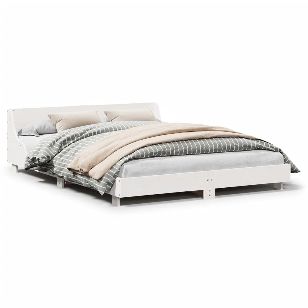 Bed Frame without Mattress White 140x200 cm Solid Wood Pine