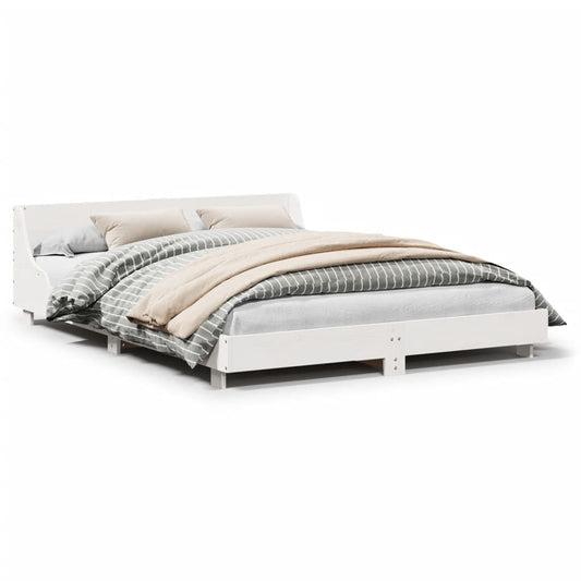 Bed Frame without Mattress White 120x200 cm Solid Wood Pine